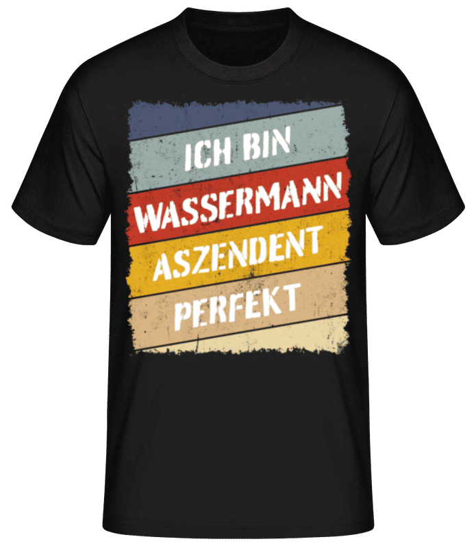 Vorschau: Wassermann Aszendent Perfekt Retro Stil - Männer Basic T-Shirt - Schwarz - Vorne