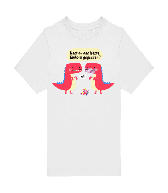 Vorschau: Letztes Einhorn Und Dinosaurier - Kinder T-Shirt B&C - Weiß - Vorne