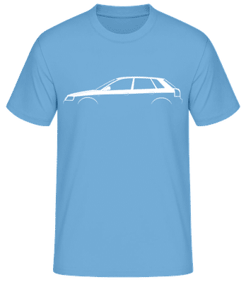 'Audi A3 Sportback (8L)' Silhouette - Pánske basic tričko - Svetlo modrá - Predné