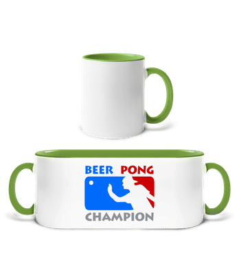 Beer Pong Champion - Two-toned Mug - White / Apple green - Front