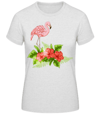 Flamant rose au paradis côté droit - T-shirt standard Femme - Gris chiné - Devant