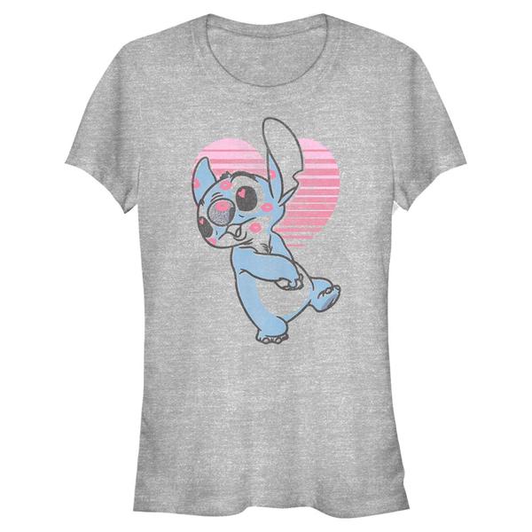 Aperçu: Disney Classics - Lilo & Stitch - Stitch Kissy Faced - Valentine's Day - Femme T-shirt - Gris chiné - Devant