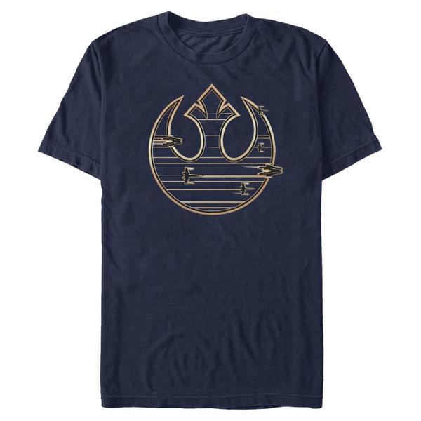 Aperçu: Star Wars - Les Derniers Jedi - Logo Gold Rebel - Homme T-shirt - Bleu marine - Devant