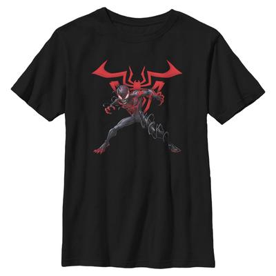 Marvel - Spider-Man Miles W Symbol - Kinder T-Shirt - Schwarz - Vorne