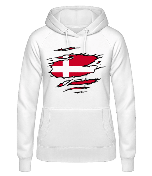 Aperçu: Flag rué Danemark - Sweat à capuche Femme - Blanc - Devant