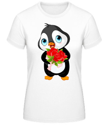 Cute Love Penguin - Women's Basic T-Shirt - White - Front