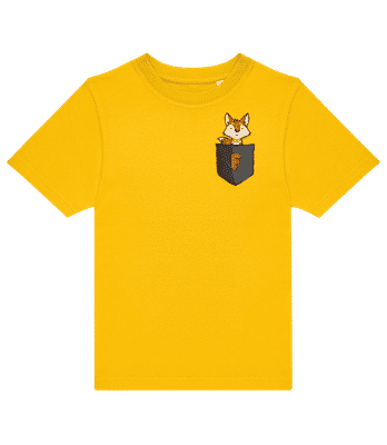 Brusttasche Fuchs - Kinder T-Shirt B&C - Gelb - Vorne