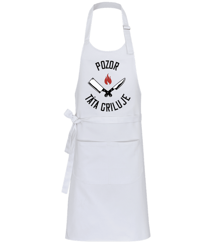 Náhled: Pozor Táta Griluje - Profesionální zástĕra - Bílá - Napřed