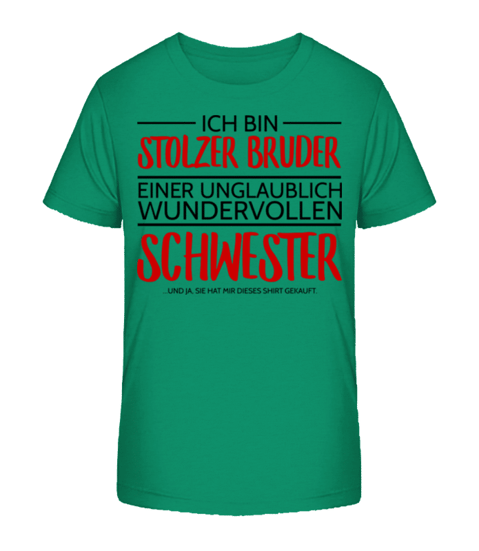 Vorschau: Stolzer Bruder Einer Schwester - Kinder Bio T-Shirt Stanley Stella 2.0 - Grün - Vorne