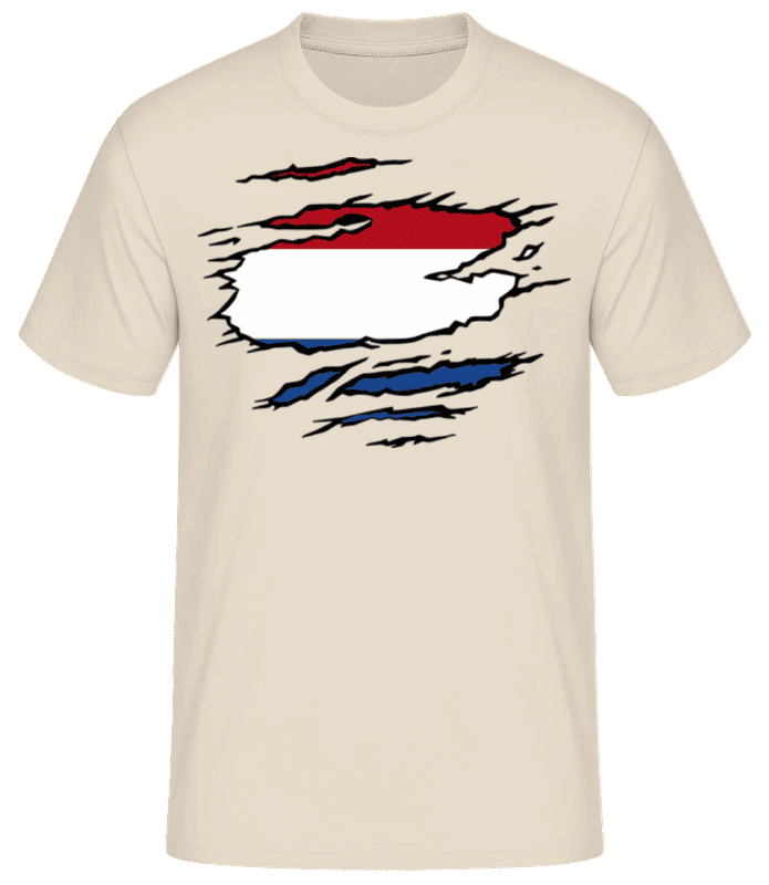 Preview: Ripped Flag Netherlands - Men's Basic T-Shirt - Cream - Front