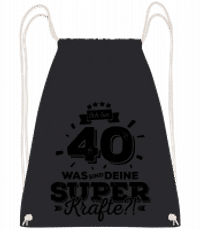Ich Bin 40 - Superkräfte - Turnbeutel - Schwarz - Vorn
