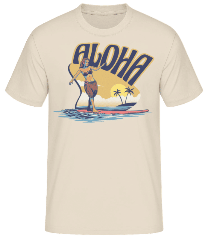 Náhled: Surfer Aloha - Pánské basic tričko - Krémová - Napřed