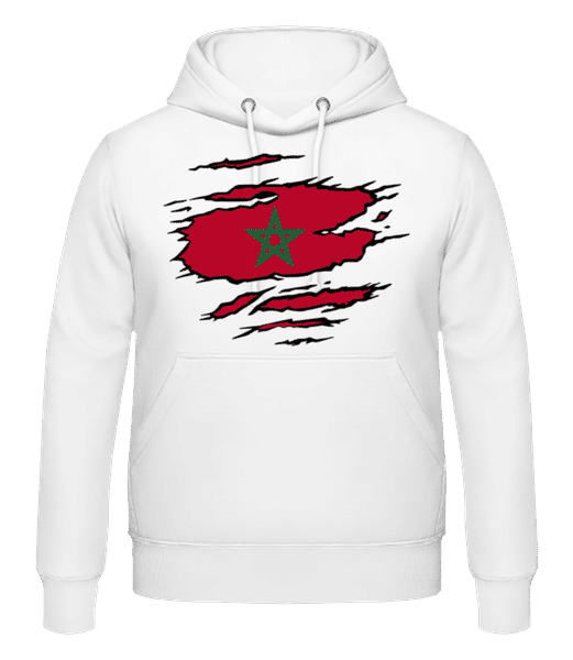 Aperçu: Drapeau mûré Maroc - Sweat à capuche Homme - Blanc - Devant