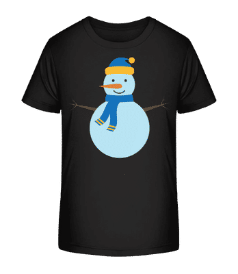 Snowman With Cap - Kid's Organic T-Shirt Stanley Stella 2.0 - Black - Front