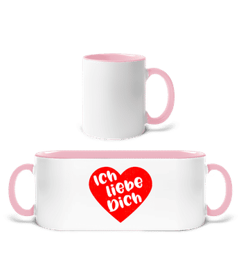 Ich Liebe Dich - Tasse zweifarbig - Weiß / Rosa - Vorne