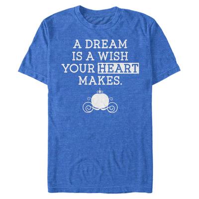 Disney - Cinderella - Text Dream Wish - Men's T-Shirt - Heather royal blue - Front