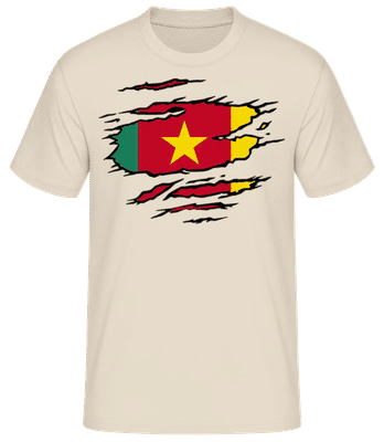 Zerrissene Fahne Kamerun - Männer Basic T-Shirt - Creme - Vorne