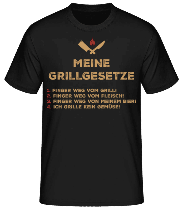Vorschau: Meine Grillgesetze Finger Weg - Männer T-Shirt B&C - Schwarz - Vorne