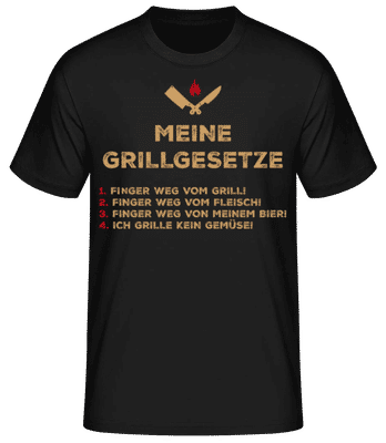 Meine Grillgesetze Finger Weg - Männer T-Shirt B&C - Schwarz - Vorne