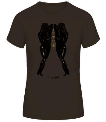 Female Zodiac Sign Gemini - Frauen Basic T-Shirt - Braun - Vorne
