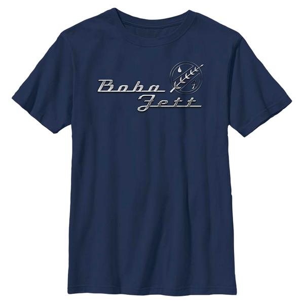 Aperçu: Star Wars - Book of Boba Fett - Boba Fett Silver Sign - Enfant T-shirt - Bleu marine - Devant