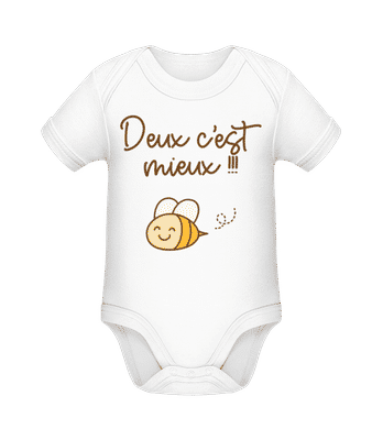 Deux C’est Mieux - Body manches courtes bio - Blanc - Devant
