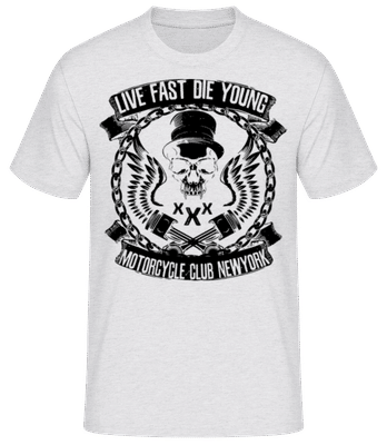 Živé Fast Die Young Skull - Pánske basic tričko - Melírovo šedá - Predné