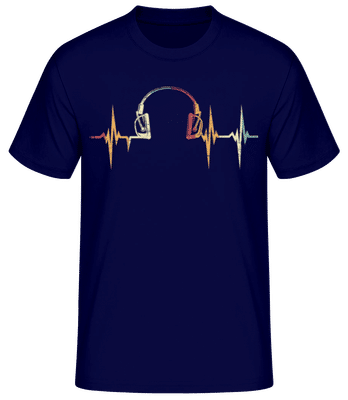Headphones Heartbeat - Men's Basic T-Shirt - Navy - Front