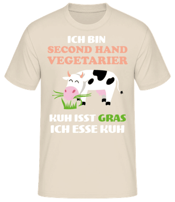Second Hand Vegetarier - Männer Basic T-Shirt - Creme - Vorne
