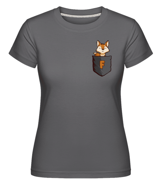 Preview: Breast Pocket Fox -  Shirtinator Women's T-Shirt - Anthracite - Front