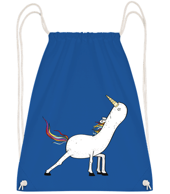 Yoga Unicorn Stretched - Drawstring batoh so šnúrkami - Kráľovská modrá - Predné
