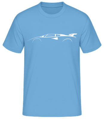 'Lamborghini Countach LP400' Silhouette - Pánske basic tričko - Svetlo modrá - Predné