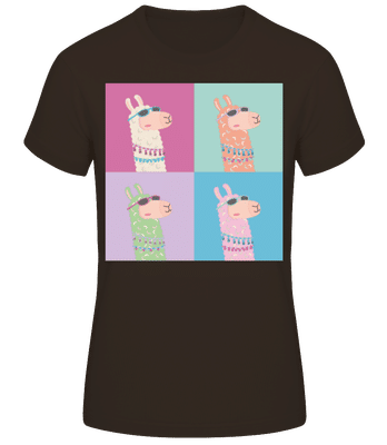 Pop Art Lama - T-shirt standard Femme - Marron - Devant