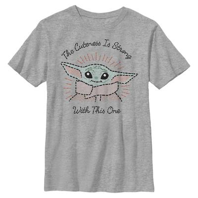 Star Wars - The Mandalorian - The Child Stitch - Kinder T-Shirt - Grau meliert - Vorne