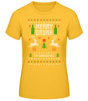 Merry Drunk I Am  Christmas - T-shirt standard Femme - Jaune doré - Devant