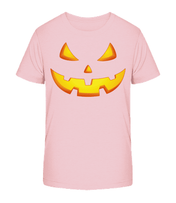 Pumpkin Face Evil - Kid's Organic T-Shirt Stanley Stella 2.0 - Pink - Front