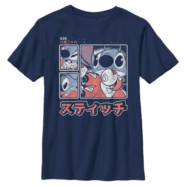 Preview: Disney Classics - Lilo & Stitch - Stitch Kanji - Kids T-Shirt - Navy - Front