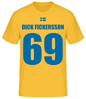 Schweden Fußball Trikot Dick Fickersson - Männer Basic T-Shirt - Goldgelb - Vorne