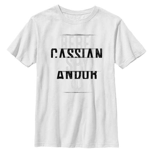 Preview: Star Wars - Andor - Cassian Andor Spy Text Stack - Kids T-Shirt - White - Front