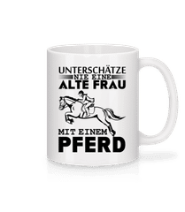 Alte Frau mit Pferd · Tasse