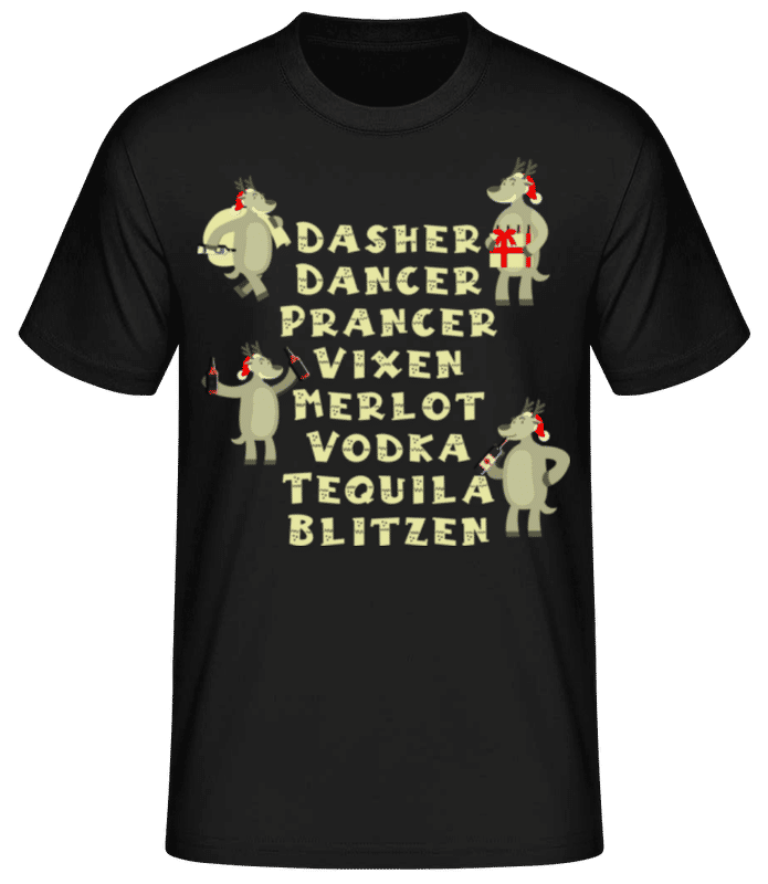 Vista previa: Reindeers - Camiseta básica para hombre - Negro - delante