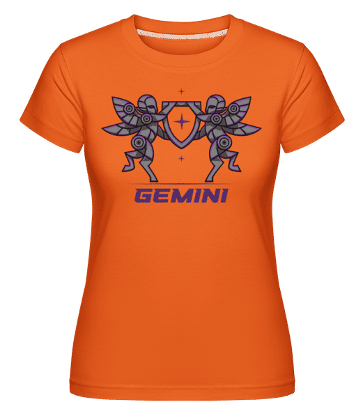 Preview: Mecha Robotic Zodiac Sign Gemini - Shirtinator Women's T-Shirt - Orange - Front