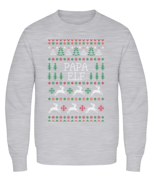 Aperçu: Papa Elf - Sweatshirt Homme - Gris chiné - Devant