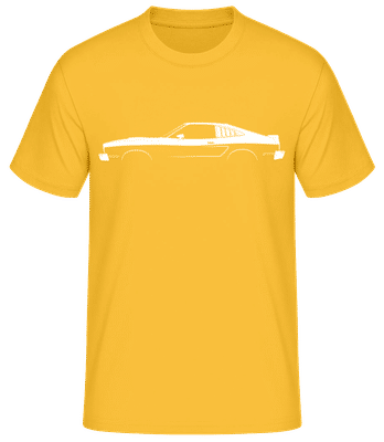 'Ford Mustang II Cobra 1977' Silhouette - Pánske basic tričko - Zlatožltá - Predné
