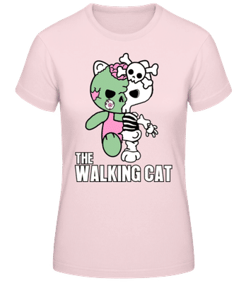 The Walking Cat - Women's Basic T-Shirt - Pink - Front