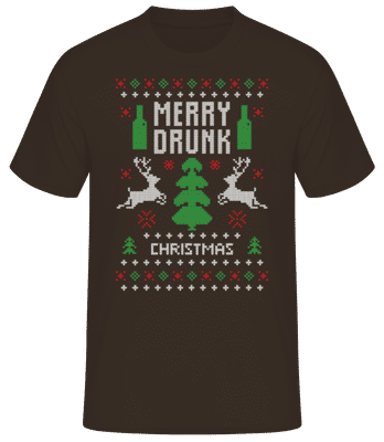 Merry Drunk Christmas - Camiseta básica para hombre - Marrón - delante
