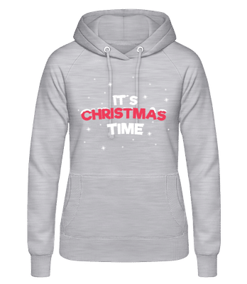 It's Christmas Time - Dámská basic mikina s kapucí - Melírově šedá - Napřed