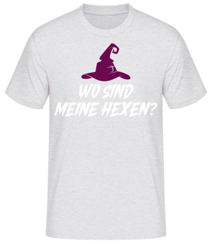 Vorschau: Wo Sind Meine Hexen - Männer Basic T-Shirt - Grau meliert - Vorne
