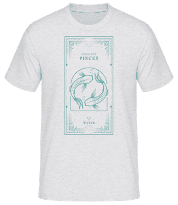 Art Deco Zodiac Sign Pisces - Pánske basic tričko - Melírovo šedá - Predné