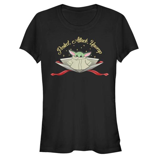 Aperçu: Star Wars - The Mandalorian - The Child Protect Attack Unwrap - Christmas - Femme T-shirt - Noir - Devant